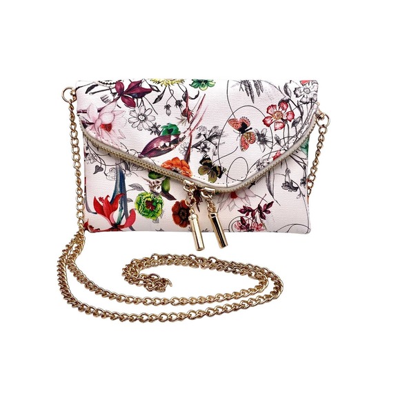 Asymmetrical Envelope Clutch Crossbody Faux Leather Handbag - Picture 1 of 8